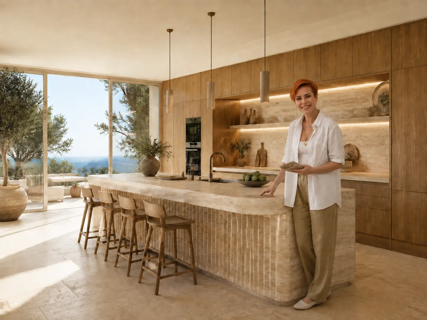 Proyecto de cocina contemporánea en travertino